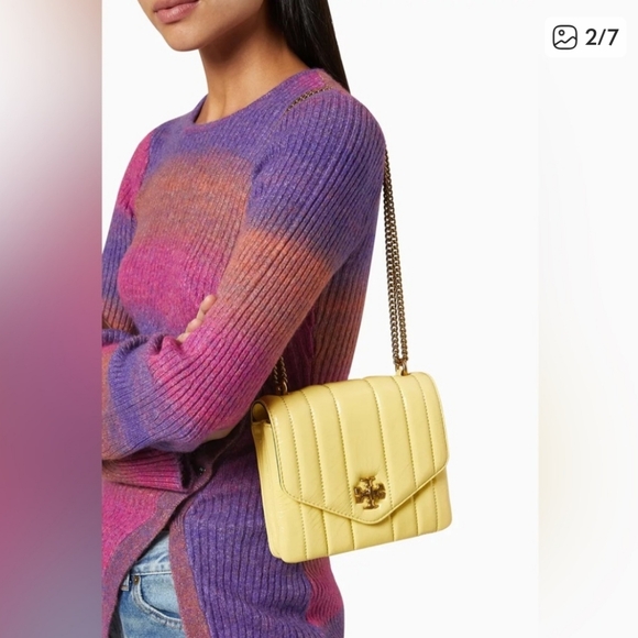Tory Burch kira square yellow patent leather crossbody bag nwot with dustbag
